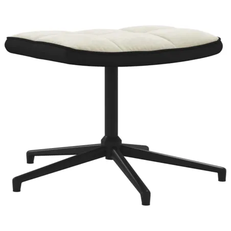 Chaise de relaxation avec tabouret Blanc crème Velours et PVC