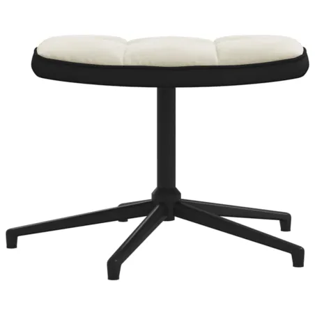 Chaise de relaxation avec tabouret Blanc crème Velours et PVC