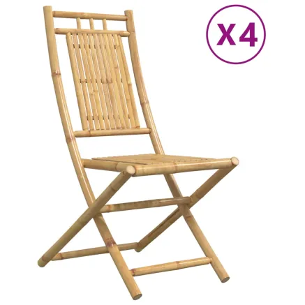 Chaises pliables de jardin lot de 4 46x66x99 cm bambou 2