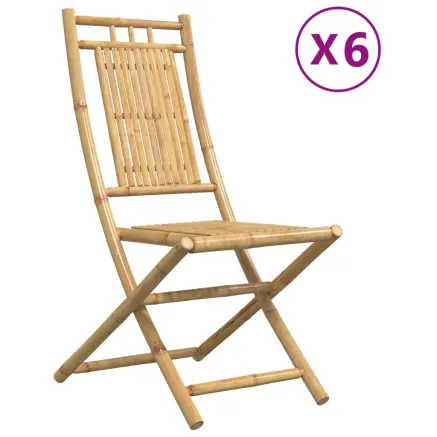 Chaises pliables de jardin lot de 6 46x66x99 cm bambou 2