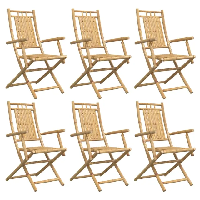 Chaises pliables de jardin lot de 6 53x66x99 cm bambou