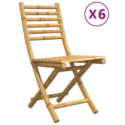 Chaises pliables de jardin lot de 6 43x54x88 cm bambou 2