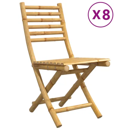 Chaises pliables de jardin lot de 8 43x54x88 cm bambou 2