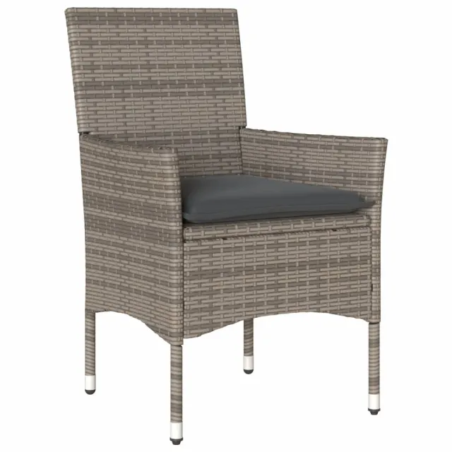 Ensemble à manger de jardin et coussins 7 pcs gris rotin verre