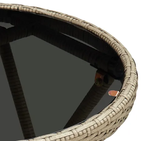 Ensemble de bistro avec coussins 3 pcs beige rotin et verre