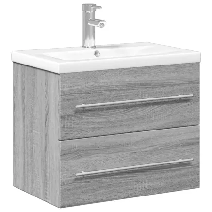 Armoire lavabo de salle de bain avec bassin intégré sonoma gris 2