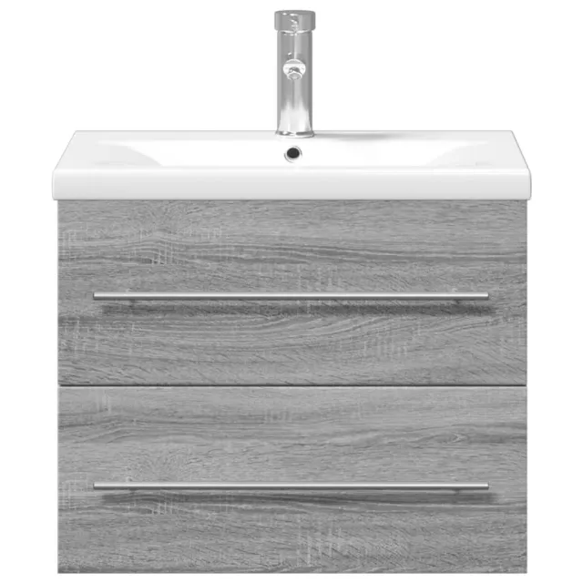 Armoire lavabo de salle de bain avec bassin intégré sonoma gris