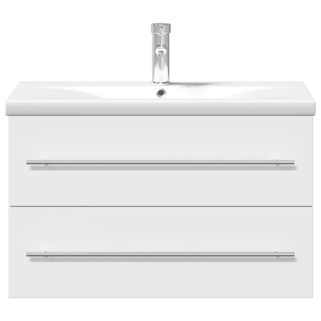 Armoire lavabo de salle de bain avec bassin intégré blanc