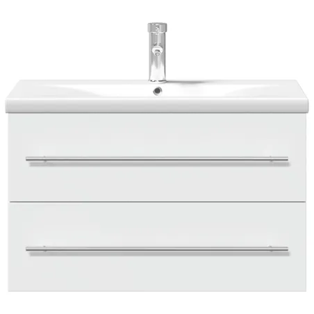 Armoire lavabo de salle de bain avec bassin intégré blanc
