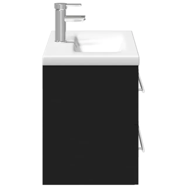 Armoire lavabo de salle de bain avec bassin intégré noir