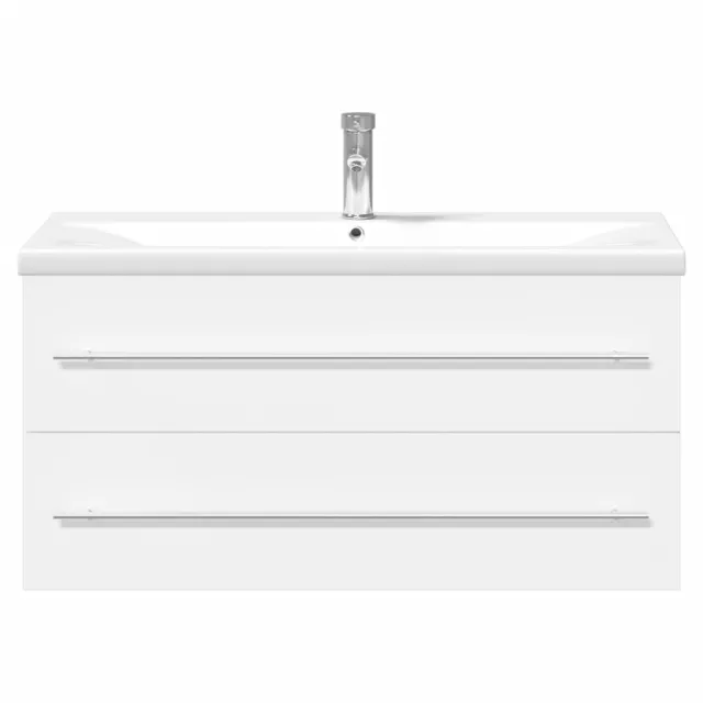 Armoire lavabo de salle de bain avec bassin intégré blanc