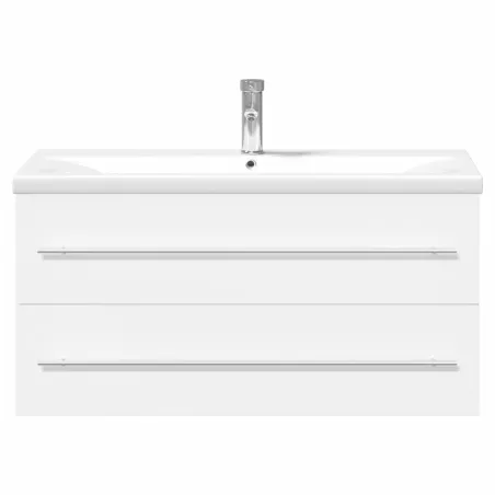 Armoire lavabo de salle de bain avec bassin intégré blanc