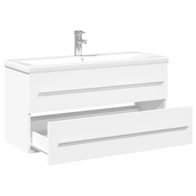 Armoire lavabo de salle de bain avec bassin intégré blanc