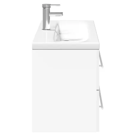 Armoire lavabo de salle de bain avec bassin intégré blanc