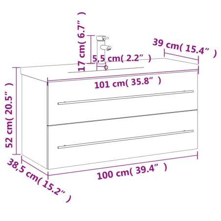 Armoire lavabo de salle de bain avec bassin intégré blanc