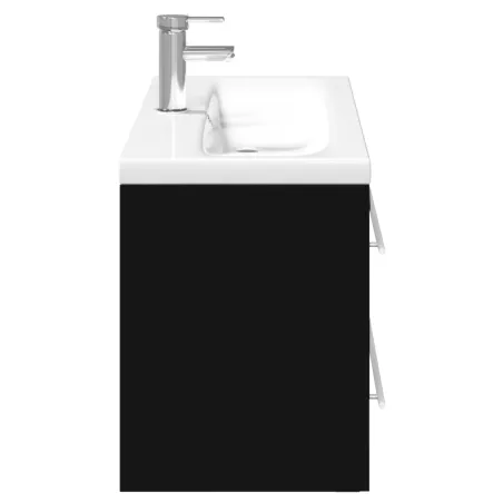 Armoire lavabo de salle de bain avec bassin intégré noir