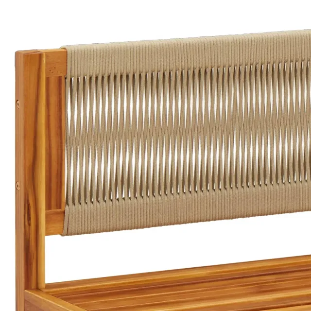 Ensemble de canapés de jardin 3 pièces avec coussins, bois d'acacia et corde,