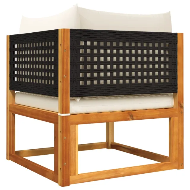 Ensemble de canapés de jardin 6 pièces avec coussins en bois d'acacia et rotin