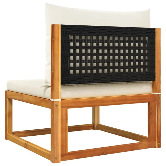 Ensemble de canapés de jardin 9 pièces avec coussins en bois d'acacia et rotin