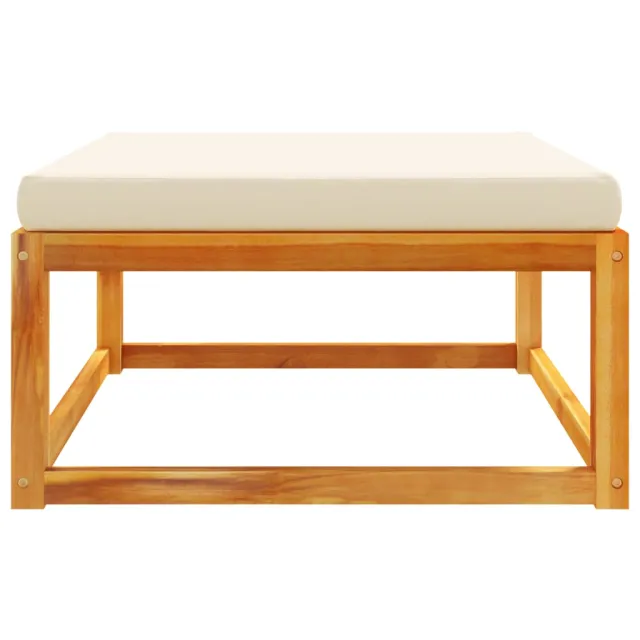 Repose-pied de jardin avec coussins bois massif d'acacia