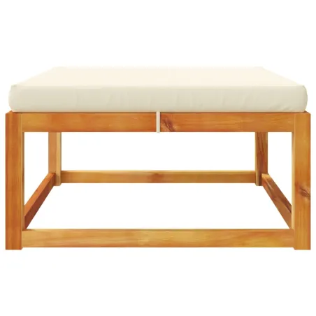 Repose-pied de jardin avec coussins bois massif d'acacia