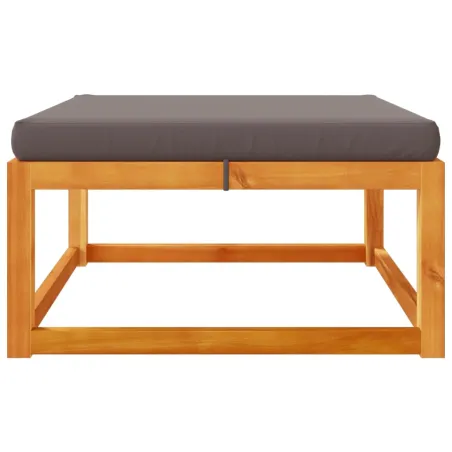 Repose-pied de jardin avec coussins bois massif d'acacia