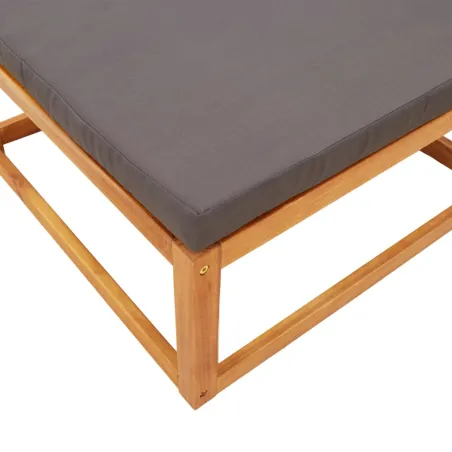 Repose-pied de jardin avec coussins bois massif d'acacia