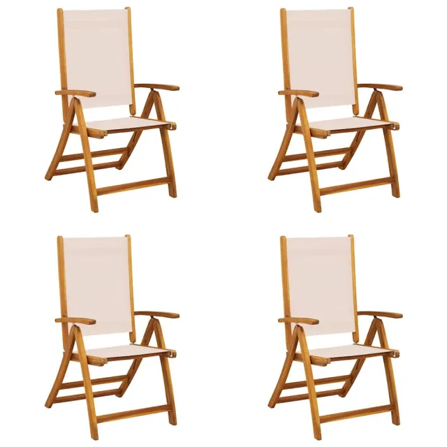 Chaises pliables de jardin lot de 4 bois d'acacia et textilène