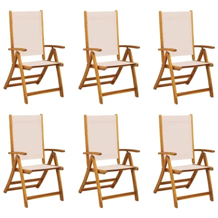 Chaises pliables de jardin lot de 6 bois d'acacia et textilène 2