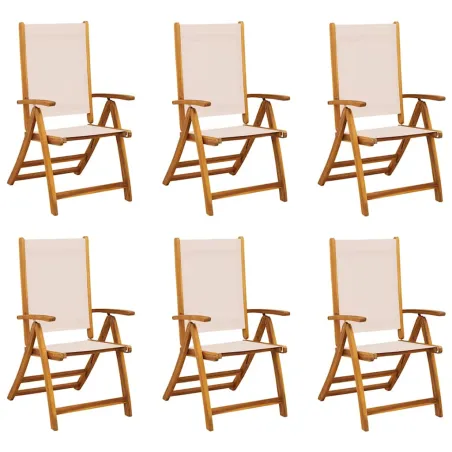 Chaises pliables de jardin lot de 6 bois d'acacia et textilène