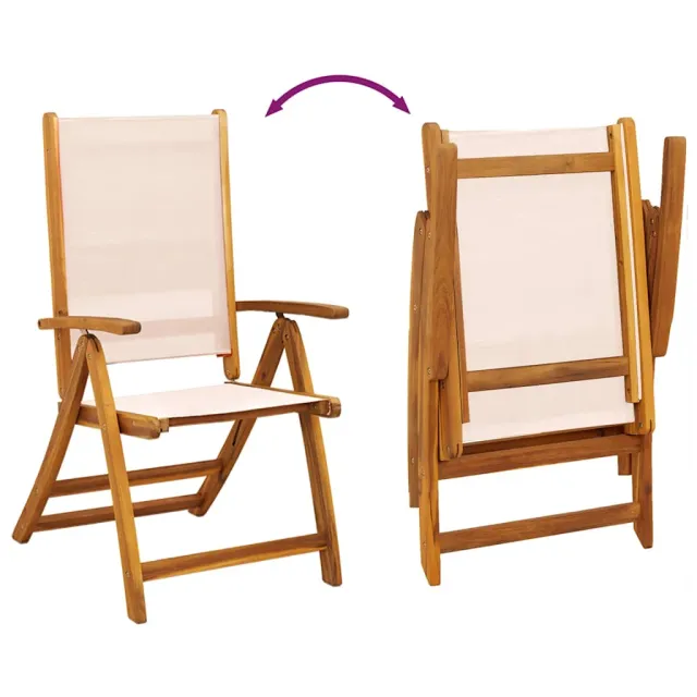 Chaises pliables de jardin lot de 6 bois d'acacia et textilène