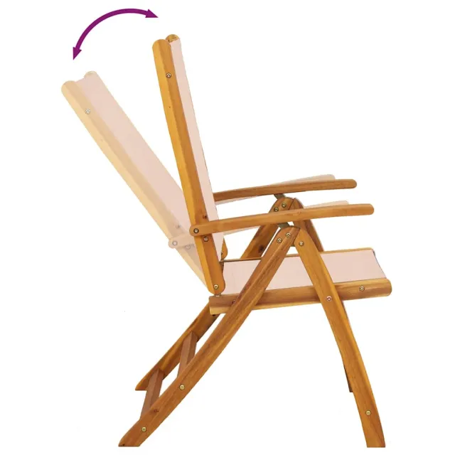 Chaises pliables de jardin lot de 6 bois d'acacia et textilène