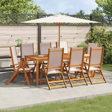 Chaises pliables de jardin lot de 8 bois d'acacia et textilène