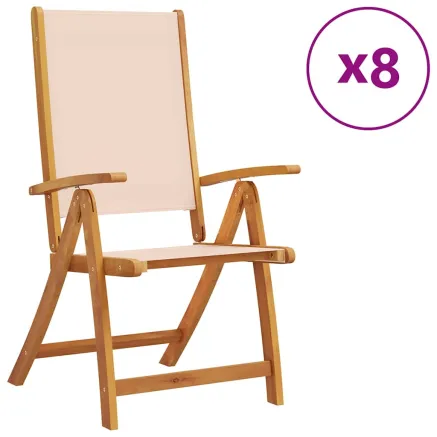Chaises pliables de jardin lot de 8 bois d'acacia et textilène 2