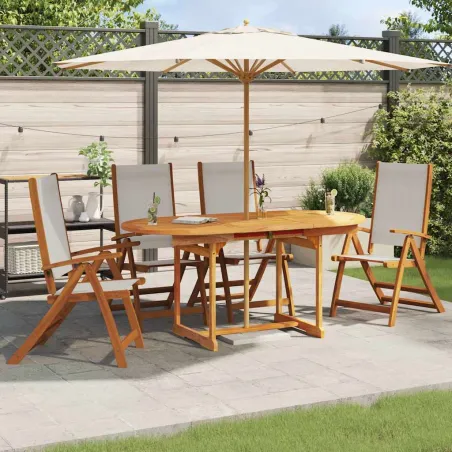 Chaises pliables de jardin lot de 4 bois d'acacia et textilène