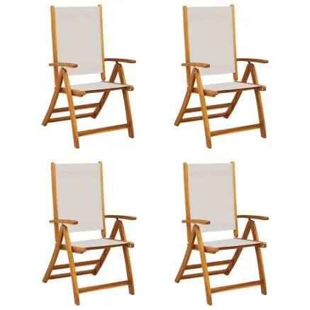 Chaises pliables de jardin lot de 4 bois d'acacia et textilène 2
