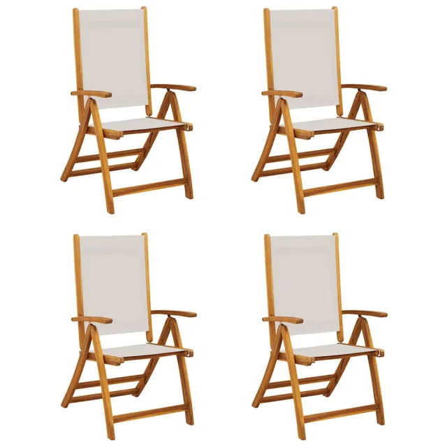 Chaises pliables de jardin lot de 4 bois d'acacia et textilène
