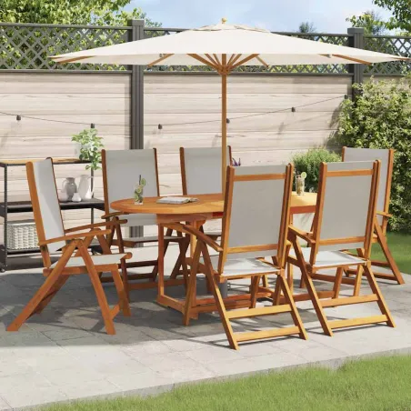 Chaises pliables de jardin lot de 6 bois d'acacia et textilène