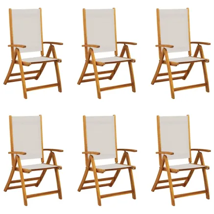 Chaises pliables de jardin lot de 6 bois d'acacia et textilène 2