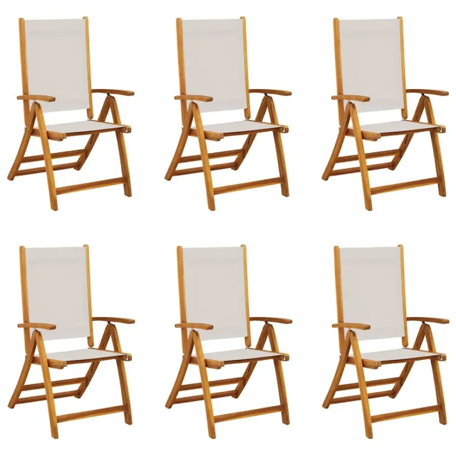 Chaises pliables de jardin lot de 6 bois d'acacia et textilène