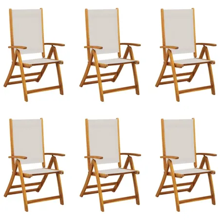 Chaises pliables de jardin lot de 6 bois d'acacia et textilène