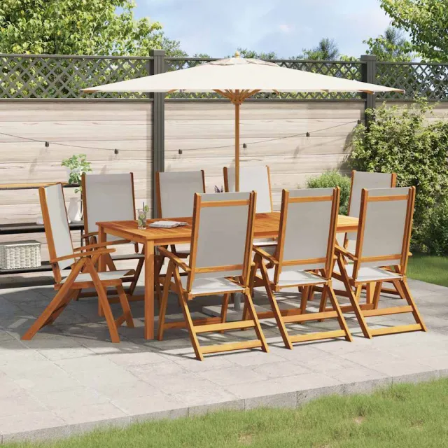 Chaises pliables de jardin lot de 8 bois d'acacia et textilène
