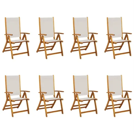 Chaises pliables de jardin lot de 8 bois d'acacia et textilène 2