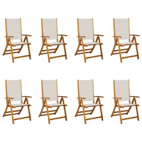 Chaises pliables de jardin lot de 8 bois d'acacia et textilène