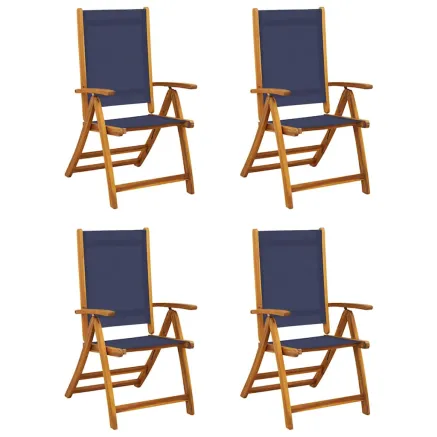 Chaises pliables de jardin lot de 4 bois d'acacia et textilène 2