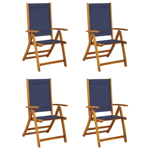 Chaises pliables de jardin lot de 4 bois d'acacia et textilène