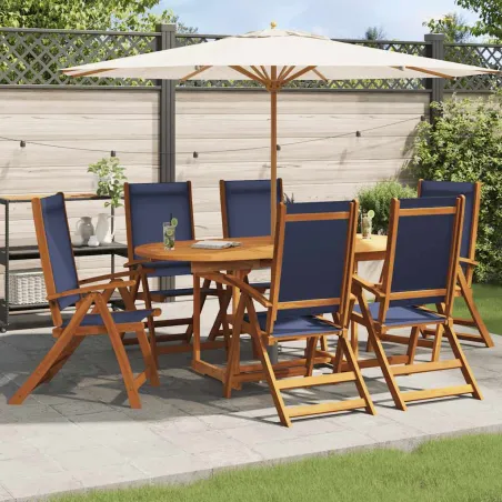 Chaises pliables de jardin lot de 6 bois d'acacia et textilène