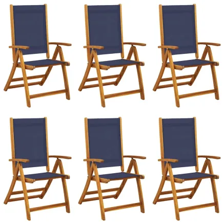 Chaises pliables de jardin lot de 6 bois d'acacia et textilène 2