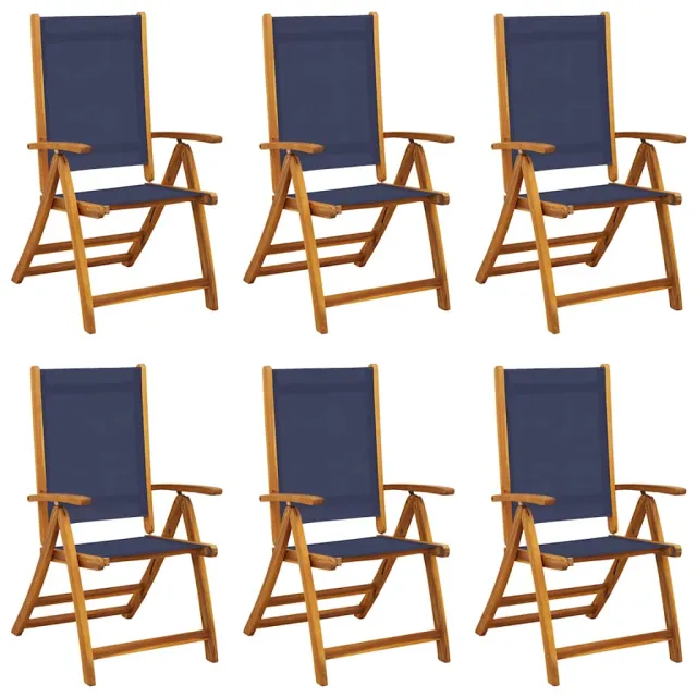 Chaises pliables de jardin lot de 6 bois d'acacia et textilène