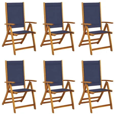 Chaises pliables de jardin lot de 6 bois d'acacia et textilène